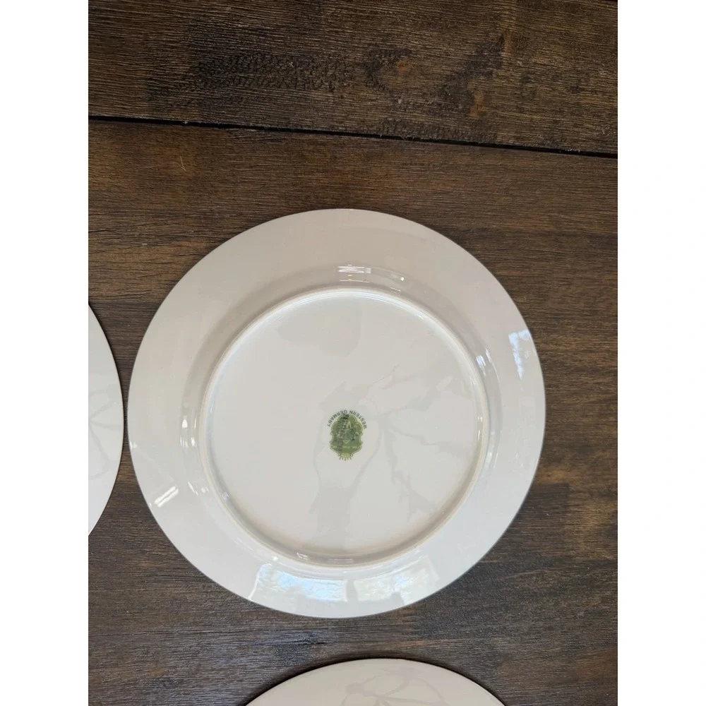 Josef Kuba Vintage Western Germany Fruit Plates Set of 6 Gold Trim Porcelain 8